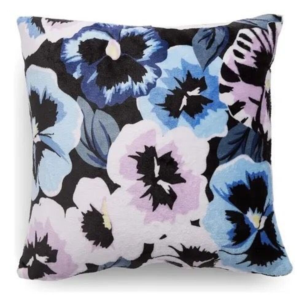 Vera Bradley Plum Pansies Floral Decorative Throw Pillow 18x18 NWT